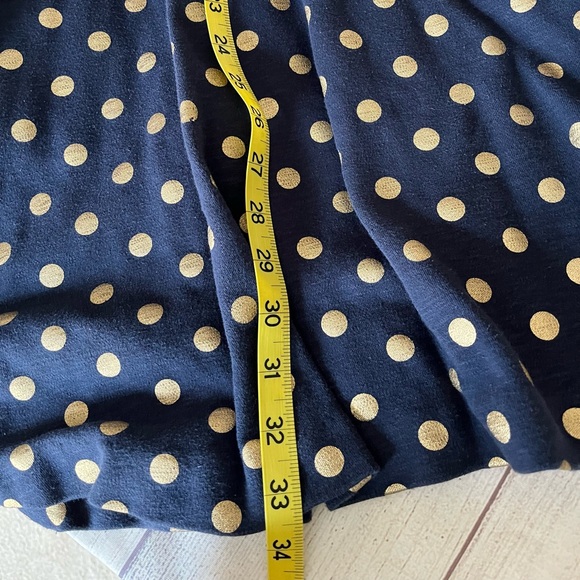 Anthro Maeve navy blue/gold polka dot swing dress XS - Picture 8 of 9